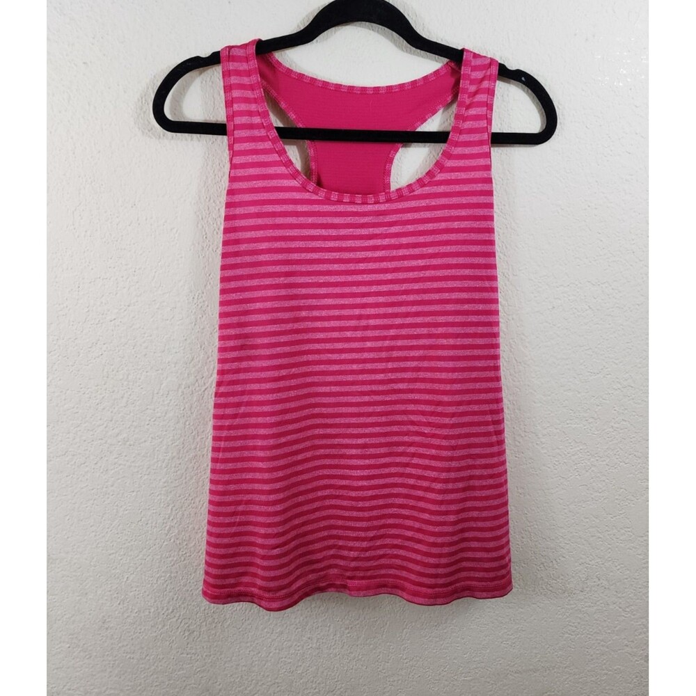 Danskin Now Womens XL Pink Striped Dri More Racerback Tank Top Activewear